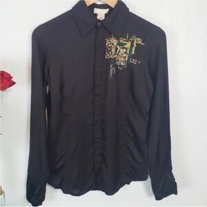 Vintage 90’s Diesel beaded sequin button down viscose blouse Hong Kong